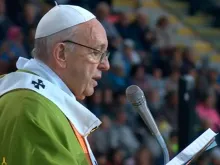 Papa Francisco na Missa em Bolonha. Captura Youtube