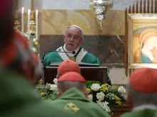 Papa Francisco durante sua homilia.