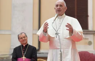 Papa durante seu discurso em Cesena.