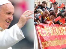 Papa Francisco e alguns peregrinos da China. Fotos: Daniel Ibáñez