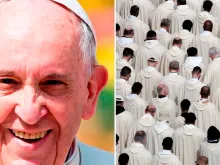 Papa e alguns Missionários da Misericórdia na Praça de São Pedro. Fotos: Daniel Ibáñez