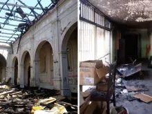 Assim ficou a paróquia da Assunção após o ataque de 18 de outubro. Cortesia: Ajude à Igreja que Sofre Chile.