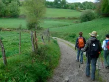 Peregrinos no Caminho de Santiago na Espanha 