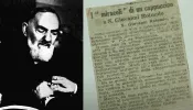 Recorte do primeiro artigo de jornal sobre padre Pio