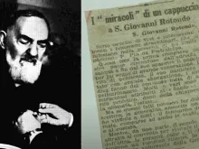 Recorte do primeiro artigo de jornal sobre padre Pio