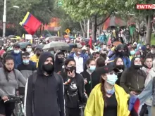 Protestos na Colômbia. Crédito: EWTN News