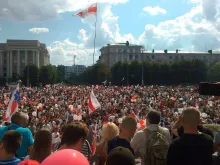 Protesto em Mogilev (Bielorrússia) em 16 de agosto