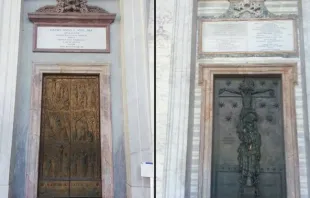 As Portas Santas da Basílica de São Paulo Extramuros (esq.) e da Basílica de São João Latrão (dir.) em Roma. Fotos: Walter Sánchez Silva