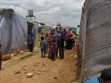 Refugiados sirios no vale Bekaa, no Líbano.