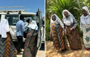 Três freiras resgatadas no fogo cruzado na capital sudanesa, Cartum, em maio de 2023.