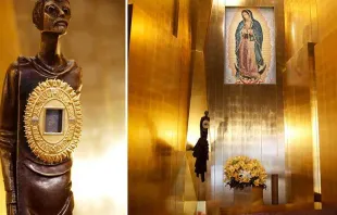 Relíquia da tilma da Virgem de Guadalupe na capela da Catedral de Los Angeles, Estados Unidos. Fotos: Cortesia da Arquidiocese de Los Angeles.