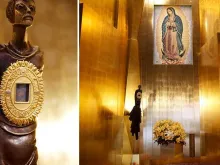 Relíquia da tilma da Virgem de Guadalupe na capela da Catedral de Los Angeles, Estados Unidos. Fotos: Cortesia da Arquidiocese de Los Angeles.