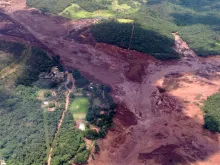 Vista da área afetada pelo rompimento da barragem em Brumadinho 