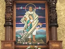 Imagem de São Juan Diego no interior da Capela de Índios, na Villa de Guadalupe, na Cidade do México.