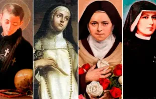 São Gabriel das Dores, santa Rosa de Lima, santa Teresa de Lisieux e santa Faustina Kowalska
