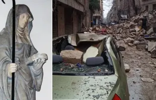 Estátua de santa Autraberta - Terremoto na Turquia e na Síria