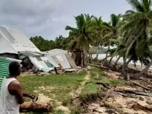 Imagem da destruição em Tonga