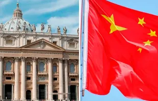 Vaticano e a bandeira da China. Fotos: ACI Prensa