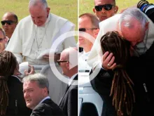 Papa Abraça o jovem cubano Manuel Rodríguez 