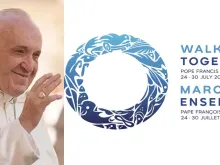 Papa Francisco e o logotipo da viagem ao Canadá