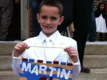 O pequeno Martin Richard no dia da sua Primeira Comunhão.