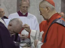 O papa numa cerimônia de quarta-feira de Cinzas