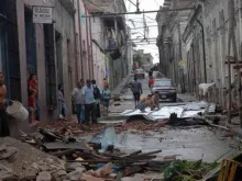 Uma visão de Santiago de Cuba depois da passagem do furacão Sandy
