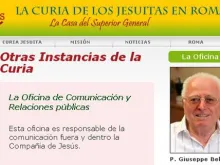 Foto da página web da Cúria dos Jesuítas em espanhol (sjweb.info