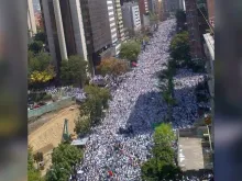 A multitudinária parte de protesto hoje em Caracas