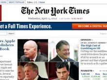  A capa de hoje da Página Web do New York Times (nytimes.com)
