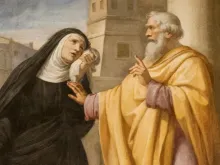 Santa Mônica e seu filho santo Agostinho em uma pintura na igreja Sant’Agostino em Roma